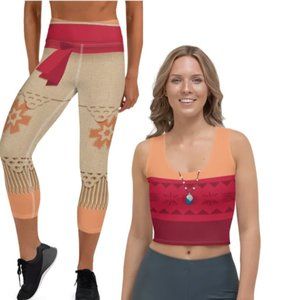 Two Piece Moana Activewear - Small Crop Top and Medium Leggings